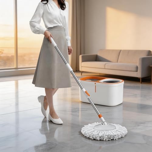 Spin Mop 61in Long Handle 5 Refills Large Floor Mop and Bucket Set System - Image 3