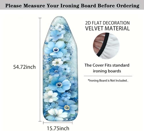 Nuxovilar Blue White Flowers Oil Painting Ironing Board Cover 15x54 - Image 4