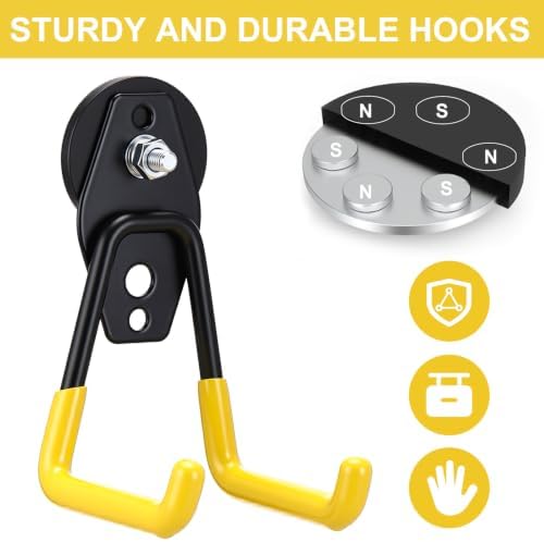 Landhoow 6 Pcs Large Magnetic Hooks Heavy Duty Garage Magnet Hooks Strong - Image 4