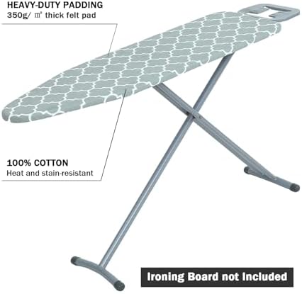 Ironing Board Cover and Pad Standard Size 15" x 54", 3 Pairs of Hook and Loop - Image 3