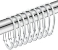 Silver Shower Curtain Rings, Rustproof Shower Curtain Hooks by ZESLMG