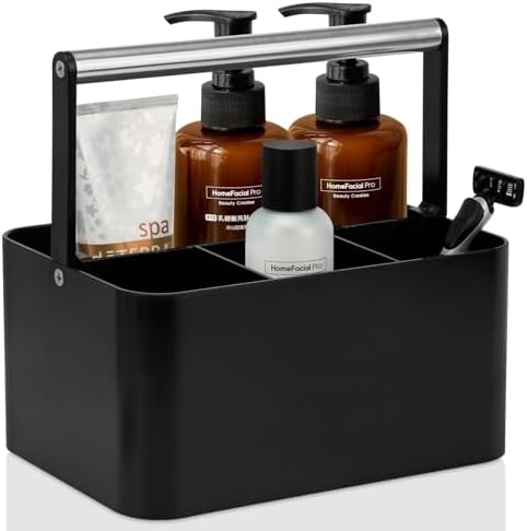 BYUNER Black Shower Caddy Portable: Plastic Bathroom Caddy Countertop, Cleaning by MakesYourHomeMoreOrganized