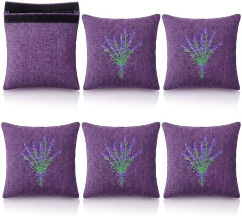 SATINIOR 6 Pack Lavender Sachet Bags Sachet Empty Bags 6x6 Inch Embroidered by SATINIOR