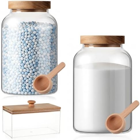 2 Pcs Half Gallon Glass Laundry Storage Containers Jars Set 1 Pcs Acrylic Dryer by Unknown