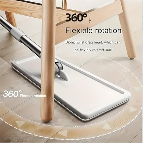 Mop and Bucket Set with Wringer, Flat Floor Mop with Long Handle, Wall & - Image 4