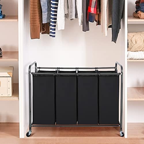 STO STO Laundry Sorter 4 Section, 4 Bag Clothes Hamper, Rolling Laundry Cart - Image 3
