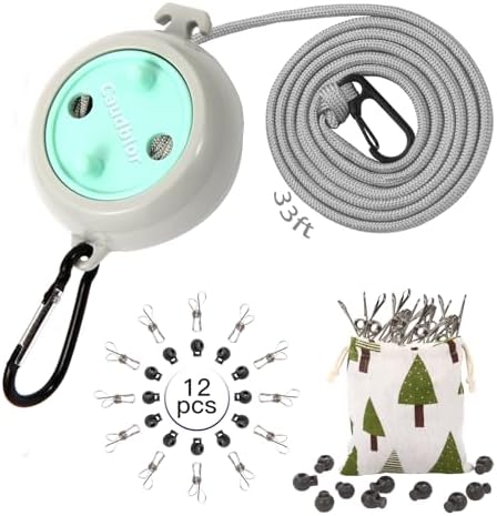 Portable Travel Clothesline, 33ft Camping Clothes line by Caudblor