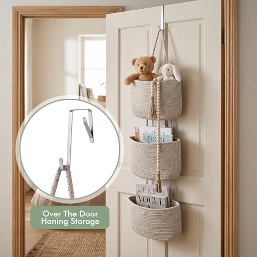 Wall Hanging Rope Baskets 3-Tier Boho Organizers - Image 4