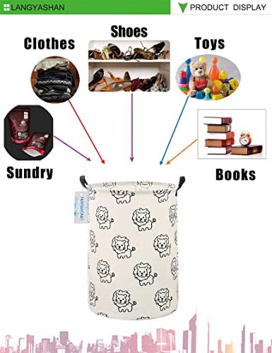 Round Laundry Basket Collapsible Storage Hamper Organizer Lion - Image 5