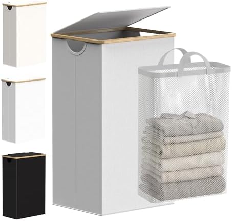 efluky Laundry Basket with Lid and Removable Bag, 100L Tall Laundry Hamper with by efluky