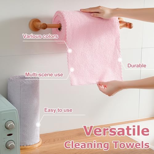 Jessy Home 80 Pack Reusable Paper Towels Pink Microfiber Cleaning Cloth Roll - Image 4