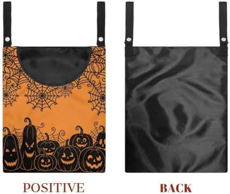 Halloween Pumpkin Clothespin Carrier Bag, Spiderweb Wide Opening Laundry - Image 7