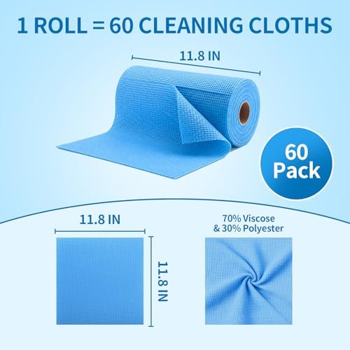 WETQUEEN Upgrade 60 Pack Microfiber Cleaning Cloth Roll - Image 3