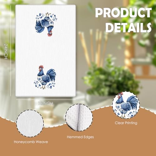 Chinoiserie Chicken Kitchen Towels, Chicken Lover Mom Lady Gifts Decorative - Image 7