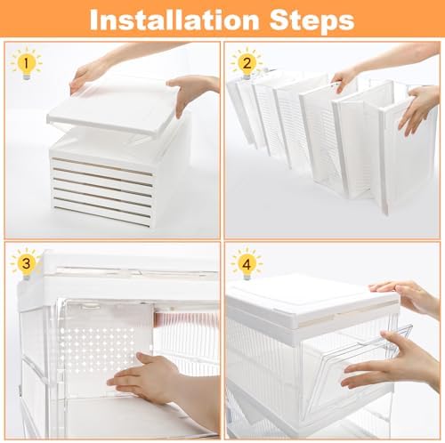 Hedume 6 Pack Clear Shoe Boxes Stackable, Drop Front Shoe Storage Box, No - Image 4