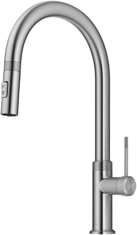 KRAUS Oletto Modern Industrial Pull-Down Single Handle Kitchen Faucet in Spot by Unknown