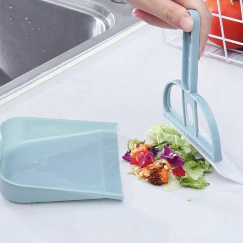 CREATCABIN Small Broom and Dustpan Set Blue Mini Dust Pan and Brush - Image 3