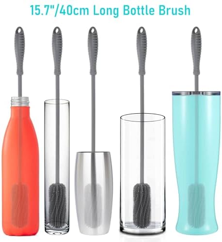 15.7" Silicone Bottle Brush, ddLUCK Water Bottle Cleaner Brush - Image 7