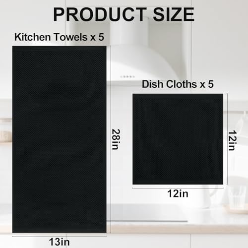 Homaxy 10 Pack 100% Cotton Kitchen Towels and Dishcloths Set - Image 4