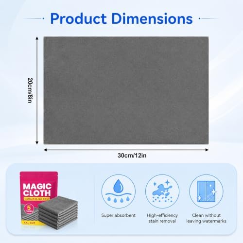 5 Pack Genie Cloth Magic Cloth, Lint Free Reusable Towels - Image 3