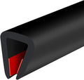Rubber Edge Trim, Self-Adhesive Rubber Edge Protector for 1/4" Mirror and Flexiglass, EPDM Material, Fit 1/4"(6mm), Length 20Ft, Black Color, U Channel Edge Trim