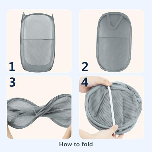 Pop Up Laundry Hamper, Mesh Laundry Basket Collapsible, Foldable Hamper - Image 3