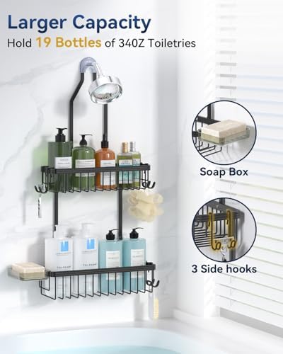 YASONIC Never Rust Shower Caddy Hanging, Aluminum Shower Racks - Image 3