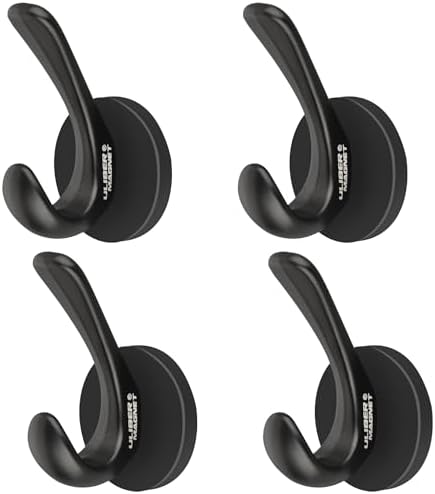 ULIBERMAGNET Strong Magnetic Double Coat Hooks, 4 Pack Heavy Duty Magnetic by ULIBERMAGNET
