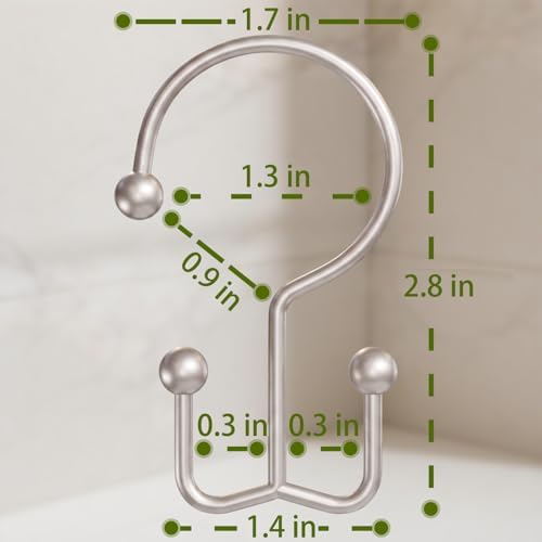 OEH 24 Pcs Shower Curtain Hooks, Metal Shower Curtain Rings, Decorative Shower - Image 2