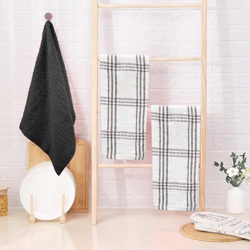 DAN RIVER Black Kitchen Towels, 12 Pack, 16x26 Inches Absorbent Dish Towels - Image 6
