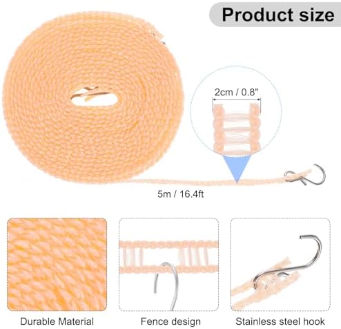 uxcell Windproof Clothesline, 5M 16.4ft Plastic Non-Slip Clothes Drying Rope - Image 2