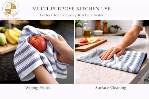 Pack of 6 Cotton Kitchen Towels Set, Dish Towels, Cleaning Rags, Kitchen Dish - Image 6