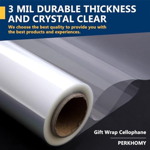PerkHomy Clear Cellophane Wrap Roll 16" 3 Mil Thick Cellophane - Image 3