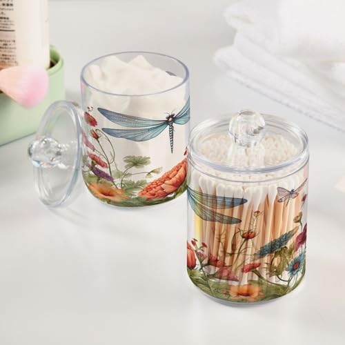 Dragonfly Flowers 2 Pack Qtip Holder Dispenser - Image 4