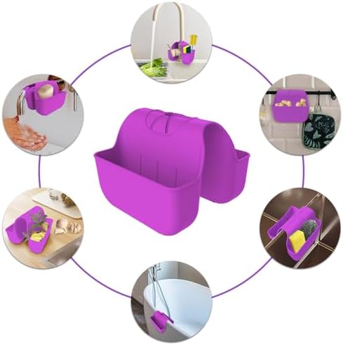 Sponge Holder for Kitchen Sink, Silicone Sink Saddle Caddy Organizer Rack - Image 5