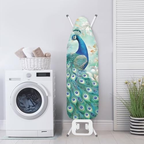 Peacock Thick Padding Ironing Board Covers Durable Stain Resistant Hook and - Image 3