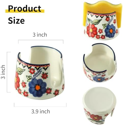 Sponge Holder for Kitchen Sink, Ceramic Dish Sponge Dish Rack Scrubby Caddy - Image 2