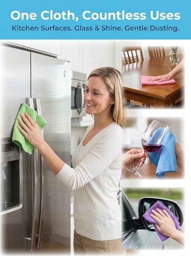 5 Pack Fish Scale Cleaning Cloths, Lint Free Microfiber Polishing Towels - Image 2