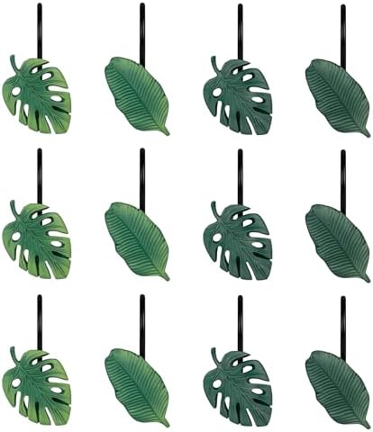 Tropical Leaf Decorative Shower Curtain Hooks, Monstera Deliciosa Strelitzia - Image 3