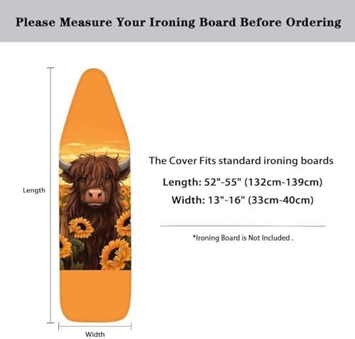 Highland Cattle Ironing Board Cover and Pad Standard Size Sunflower Cow Iron - Image 6