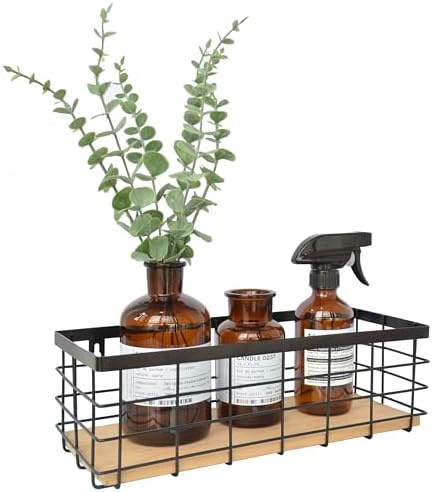 ShabbyDecor Detachable Wood Base Wire Basket tabletop or wall mount - Image 3