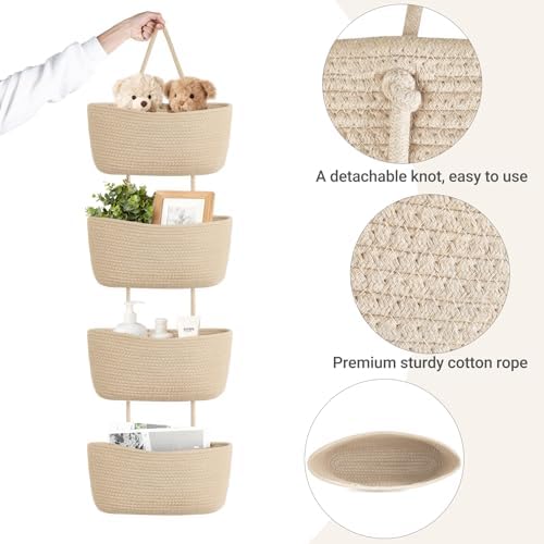 Dahey Over The Door Hanging Basket Storage 4-Tier Woven Wall Basket - Image 6