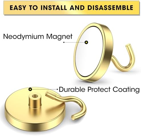 VNDUEEY Magnetic Hooks Heavy Duty, 110 Lbs Super Neodymium Metal Hooks - Image 4