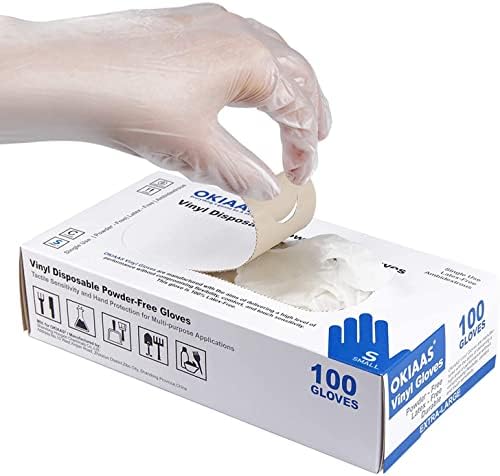 OKIAAS Clear Vinyl Disposable Gloves, Latex-Free, Powder-Free by OKIAAS