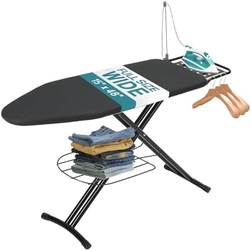 Ironing Board 48x15 in, RAINHOL Black Large Full Size Iron Board by RAINHOL