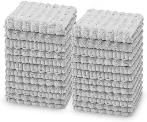 kimteny Microfiber Dish Cloths for Washing Dishes 24 Pack, Light Grey by kimteny