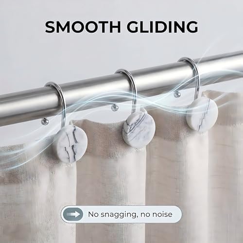 12 Pc Marble Shower Curtain Hooks Rustproof Resin Decorative Curtain Rings - Image 4
