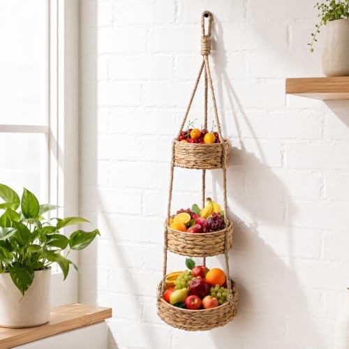 3 Tier Hanging Fruit Basket, Metal Frame - Image 7