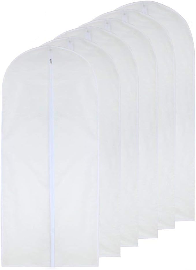 Dress Bags for Hanging Clothes 24'' x 54'' Long Dress Hanging Garment Bag White by HomeClean