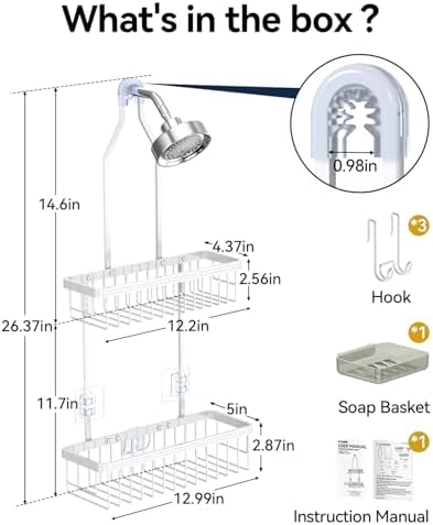 YASONIC Never Rust Shower Caddy Hanging, Aluminum Shower Racks - Image 2
